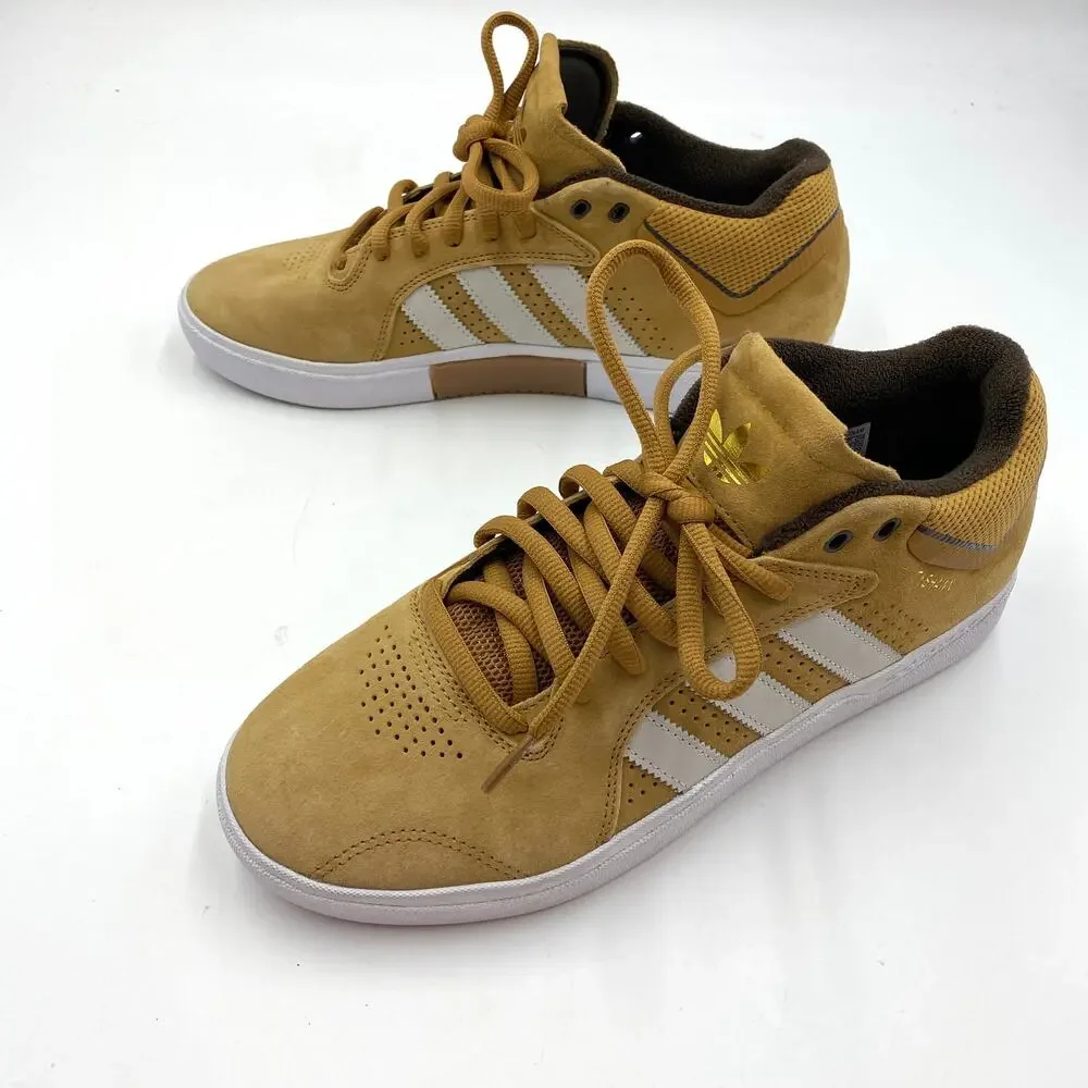 Adidas Tyshawn Mid Top Skate Shoes Tan Sneakers